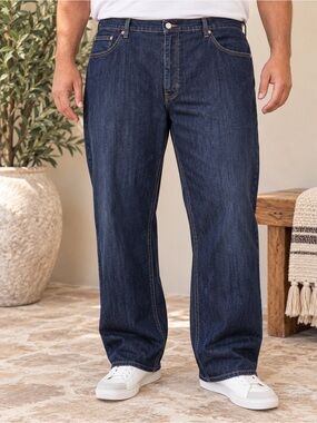 DXL True Nation Men’s 54x32 Dark Wash Stretch Straight Leg Jeans Big Tall #896